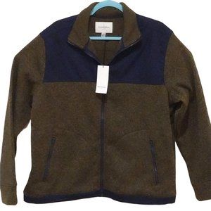 Goodfellow Co Men's Full Zip Green/Navy Colorblock Fleece Jacket NWT Sz XL
